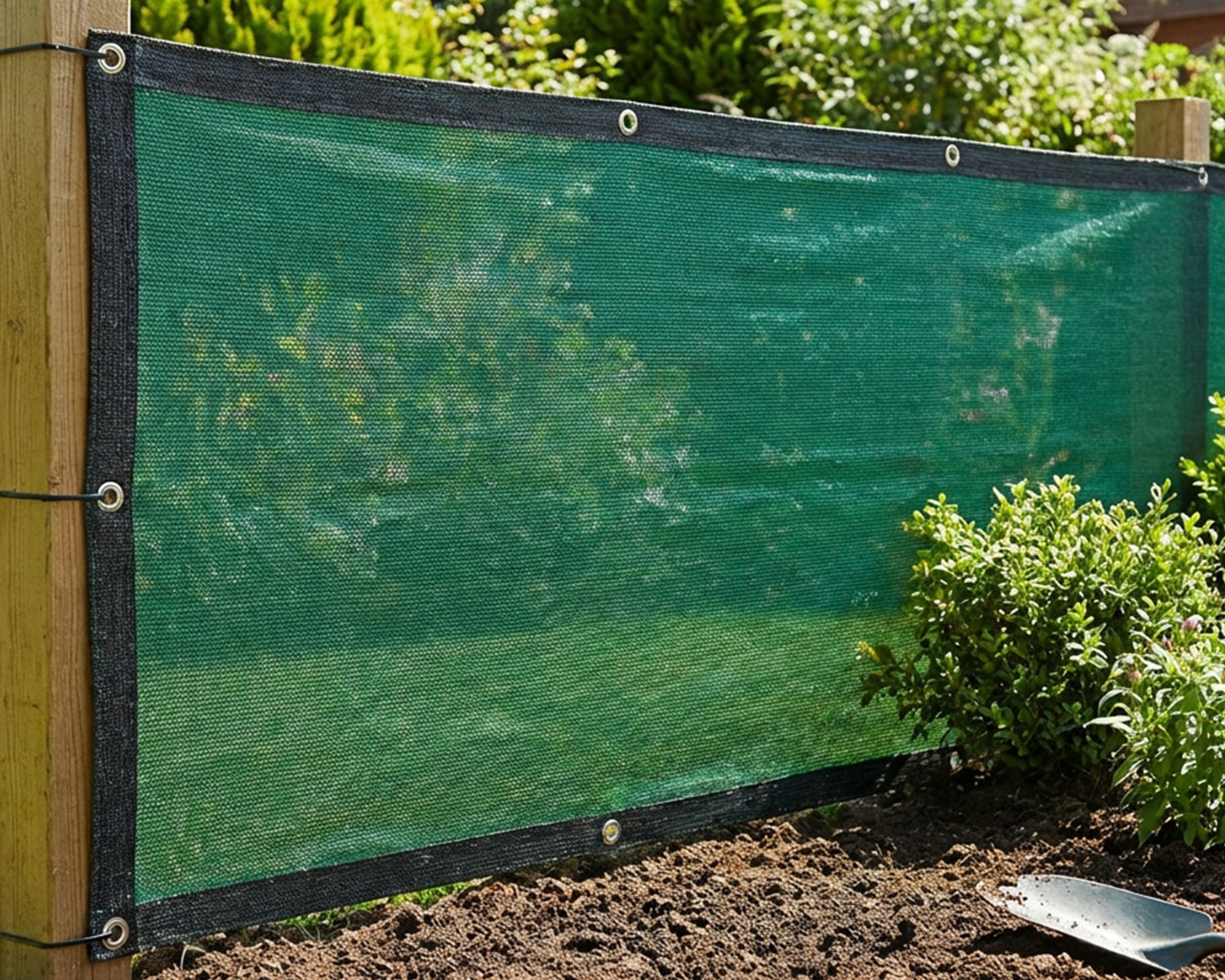 Gölgelik File – 75lik Çit Filesi – Yeşil Renk – Şeritli Halkalı