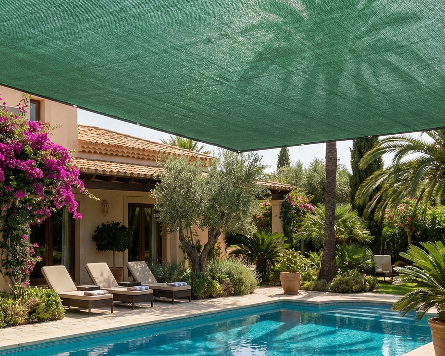 Gölgelik File – 95lik – 115 gr – Yeşil – Gölgelik Örtü – Şeritli Halkalı