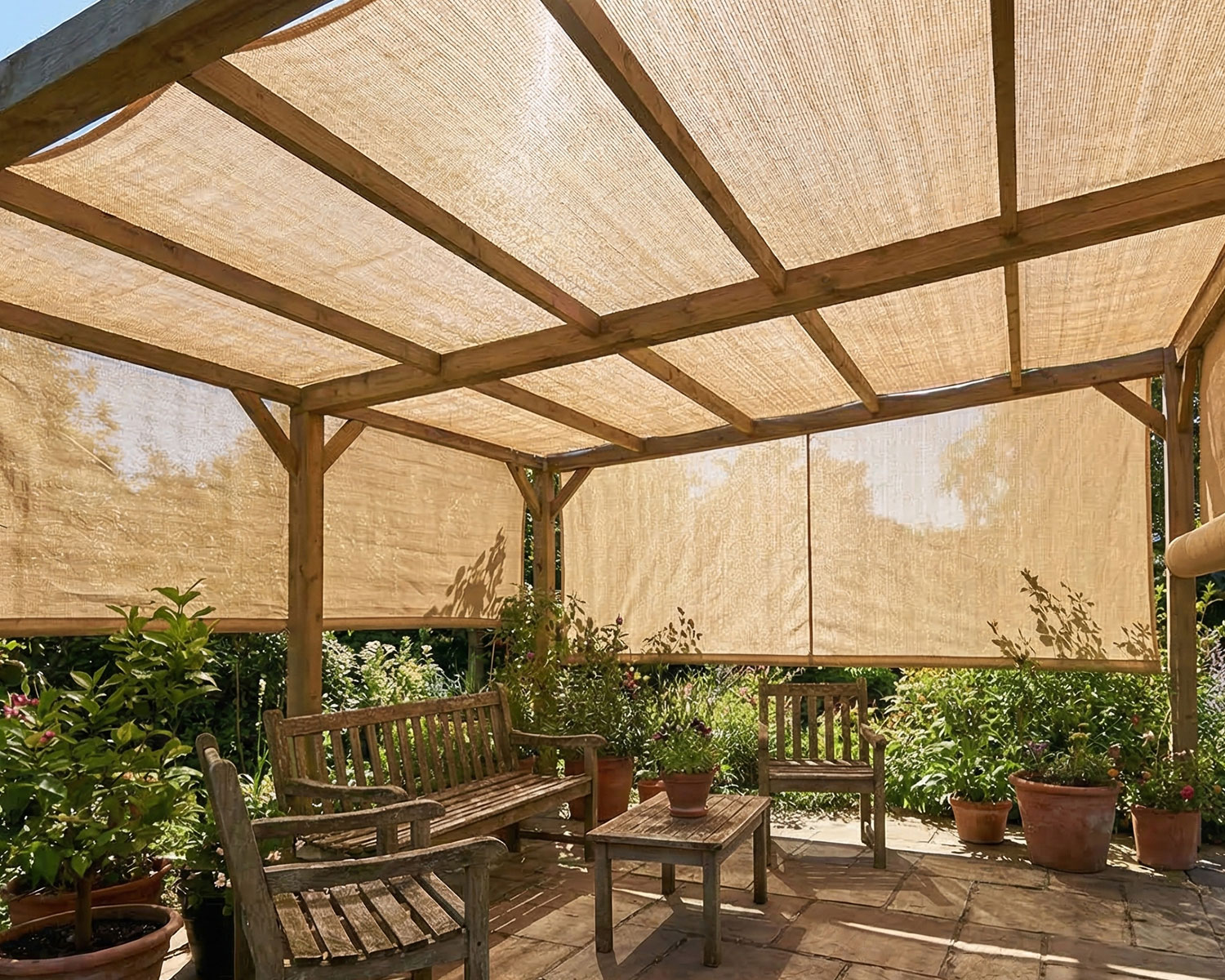 Bahçe Brandası – Yüzde 95lik – Krem – Şeritli Halkalı