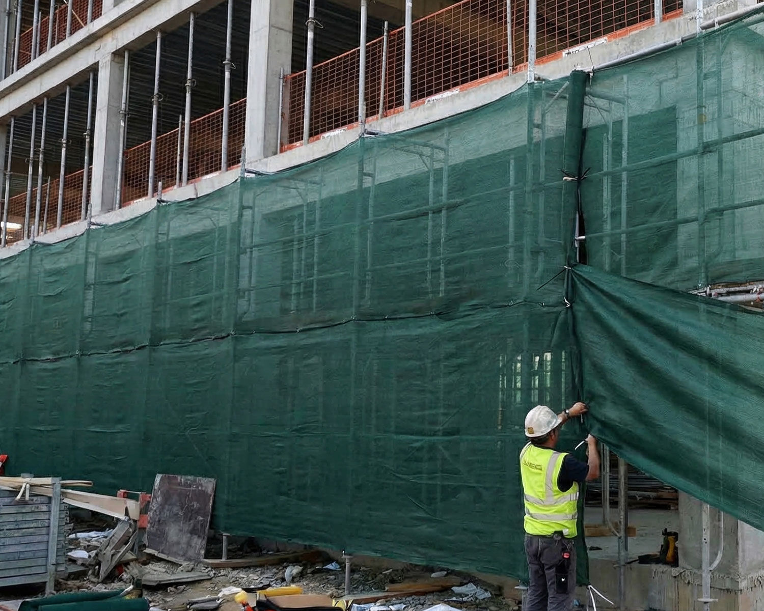 İnşaat İskele Filesi – Yüzde 95lik – Yeşil – Düz Kenar