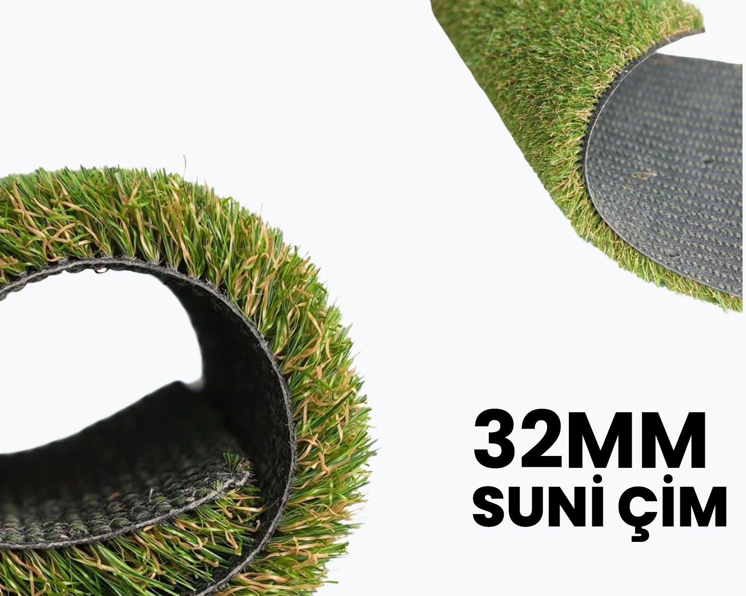 32 mm Suni Çim Halı – Premium Bahçe ve Balkon Çimi – Ekstra Yoğun Doğal Görünüm
